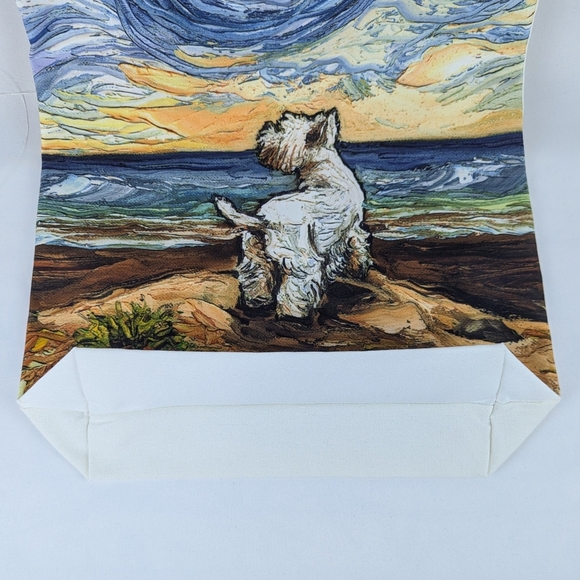 Tote Bag Westie Beach Days By Aja Trier Poly Poplin Multicolor NWT - Picture 6 of 9